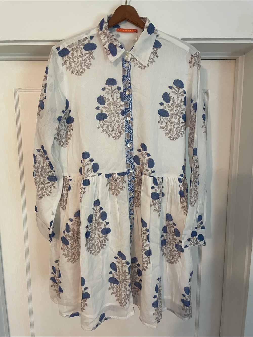New Tuckernuck Oliphant Laguana Blue Long Sleeve Mini Shirt Dress size Large - Picture 5 of 15